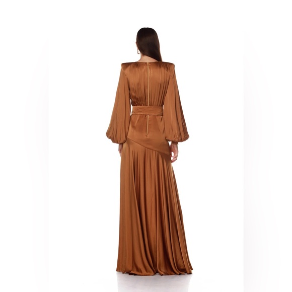 NWOT BRONX AND BANCO Carmen Maxi Dress in Copper GOLD - Picture 7 of 17